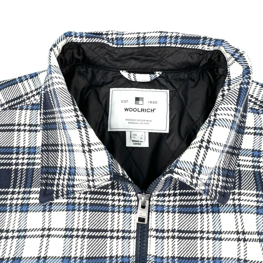 Woolrich The Timber Padded Overshirt Plaid Full Zip Jacket Shacket Mens Large